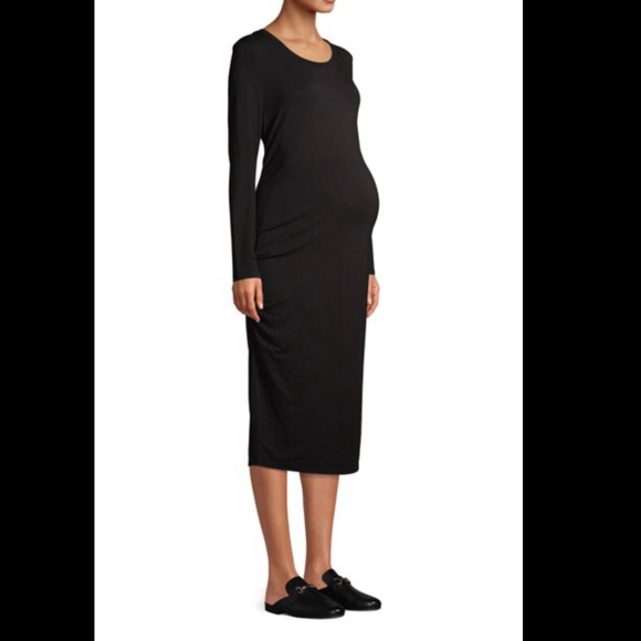 Maternity Time and True Small (4-6) MIDI Black Dress - Picture 1 of 11